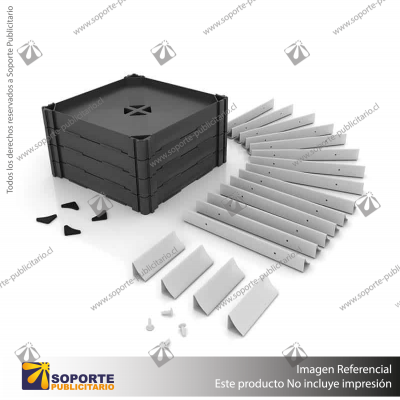 EXHIBIDOR MODULAR PARA PRODUCTOS 40*40 CMS PAYLOADER SISTEMA ENSAMBLE BANDEJA NEGRA