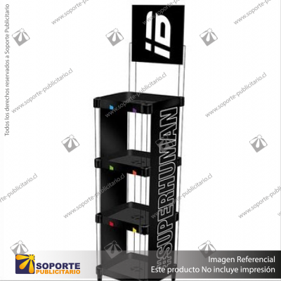 EXHIBIDOR MODULAR PARA PRODUCTOS 40*40 CMS PAYLOADER SISTEMA ENSAMBLE BANDEJA NEGRA