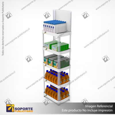 EXHIBIDOR MODULAR PARA PRODUCTOS 40*60 CMS PAYLOADER SISTEMA ENSAMBLE BANDEJA BLANCA (SEMI TRANSPARE