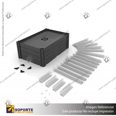 EXHIBIDOR MODULAR PARA PRODUCTOS 40*60 CMS PAYLOADER SISTEMA ENSAMBLE BANDEJA NEGRA