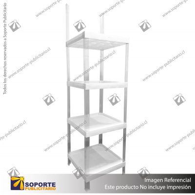 EXHIBIDOR MODULAR PARA PRODUCTOS 46*46*132 CMS PAYLOADER ESTANDAR BANDEJA BLANCA