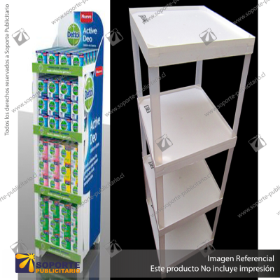 EXHIBIDOR MODULAR PARA PRODUCTOS 46*46*132 CMS PAYLOADER ESTANDAR BANDEJA BLANCA