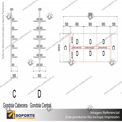 F – NAVE CENTRAL MINI-SUPER CON 3 GóNDOLAS – 1650×3.890×990