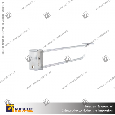 GANCHERA METALICA CROMADA DOBLE 20 CM PARA BARRA