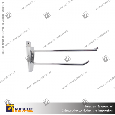 GANCHERA METALICA CROMADA DOBLE 25 CM - PANEL RANURADO