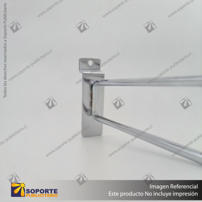 GANCHERA METALICA CROMADA DOBLE 30 CM - PANEL RANURADO