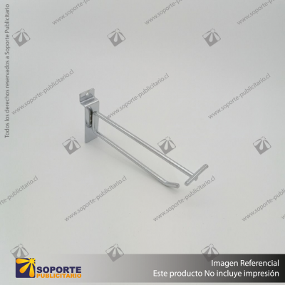 GANCHERA METALICA CROMADA DOBLE 35 CM - PANEL RANURADO