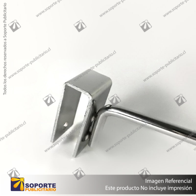 GANCHERA METALICA CROMADA ESPIGA 20 CM PARA BARRA