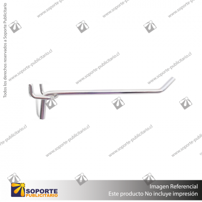 GANCHERA METALICA CROMADA ESPIGA 25 CM PANEL PERFORADO