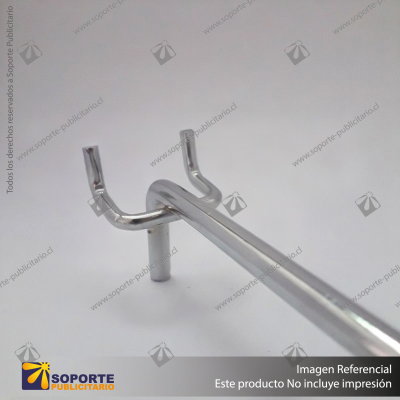 GANCHERA METALICA CROMADA ESPIGA 30 CM PANEL PERFORADO