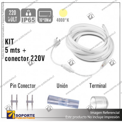 KIT 5 METROS NEON 16X8MM - NEUTRO 4000K