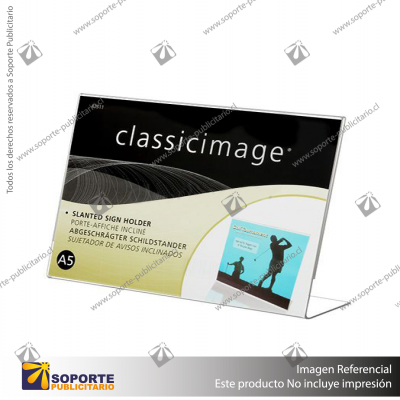 L SHAPE SLANTED SIGN HOLDER (LANDSCAPE) A5 CLEAR