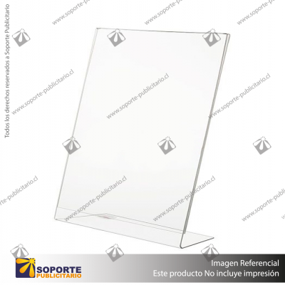 L SHAPE SLANTED SIGN HOLDER (PORTRAIT) A4 CLEAR