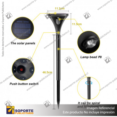 LAMPARA SOLAR S11 2W ESTACA 360 CAMINO JARDIN CON PANEL INTEGRADO RGB