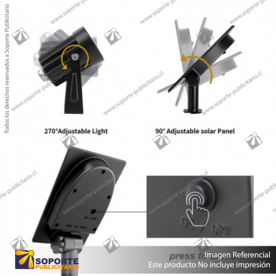 LUZ SOLAR PUNTO S16 3W C/U ESTACA DOBLE CON PANEL INDEPENDIENTE BLANCO NEUTRO