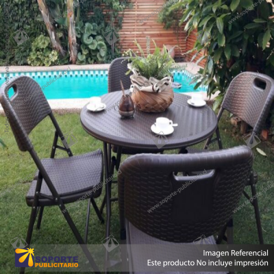 MESA PLEGABLE REDONDA ECO-RATTAN 80CM