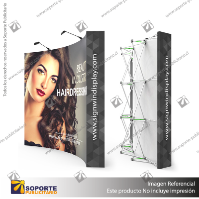 PANEL ARAÑA TEXTIL CURVO 3 CUERPOS (210*230 CMS) + CARRO BASICO + FOCOS HALOGENO