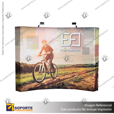 PANEL ARAÑA TEXTIL CURVO DOBLE GRAFICA 3 CUERPOS (210*230 CMS) + CARRO BASICO + FOCOS HALOGENO