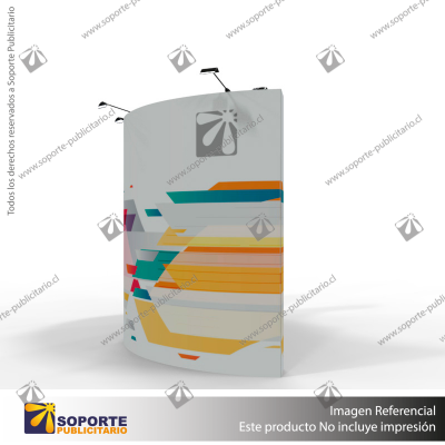 PANEL ARAÑA TEXTIL CURVO DOBLE GRAFICA 6 CUERPOS (420*230 CMS) + CARRO BASICO + FOCOS HALOGENO