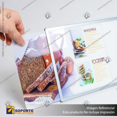 PANEL MENU SLIM BOX 1 CARA A2 CON PINES (435X600) COLOR PLATEADO