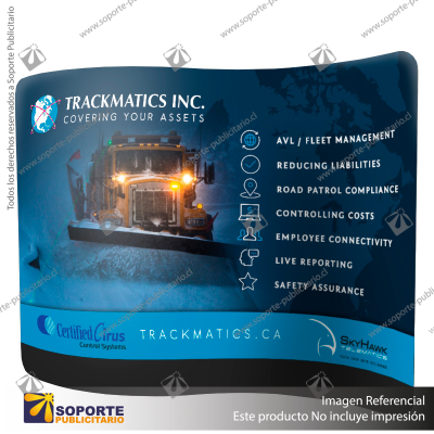 PANEL PUBLICITARIO TUBO TEXTIL ONDA 300*230 CMS + CARRO BASICO + FOCOS HALOGENO