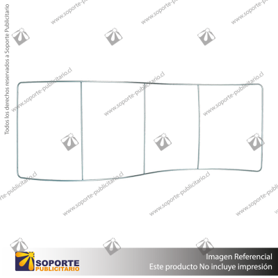 PANEL PUBLICITARIO TUBO TEXTIL ONDA 600*230 CMS + CARRO BASICO + FOCOS HALOGENO
