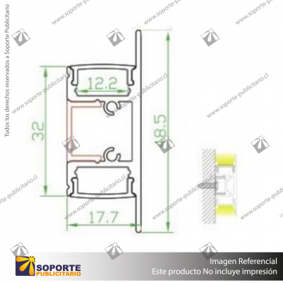 PERFIL PARA CINTA LED ALP 050 (2 MTS)