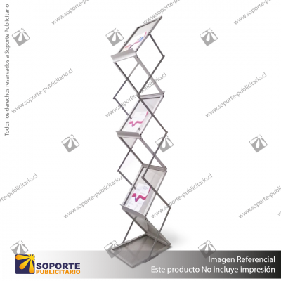 PORTA FOLLETO ACORDEON GRIS + BOLSO