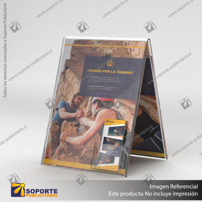 PORTA FOLLETO EN PORTA GRAFICA ACRILICO A3 (29.7*42 CMS) FORMATO A VERTICAL 2.5 MM