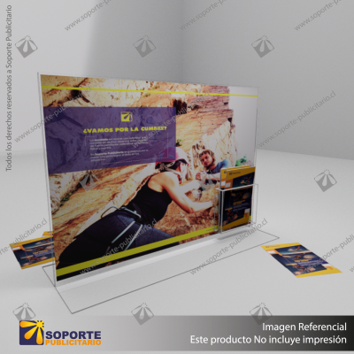 PORTA FOLLETO EN PORTA GRAFICA ACRILICO A3 (29.7*42 CMS) FORMATO T HORIZONTAL 2.5 MM