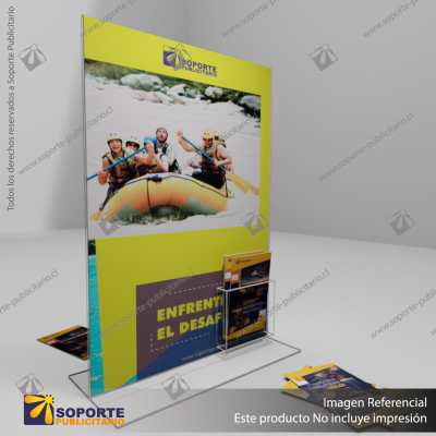 PORTA FOLLETO EN PORTA GRAFICA ACRILICO A3 (29.7*42 CMS) FORMATO T VERTICAL 2.5 MM