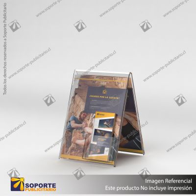 PORTA FOLLETO EN PORTA GRAFICA ACRILICO A4 (21*29.7 CMS) FORMATO A VERTICAL 2 MM