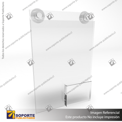 PORTA FOLLETO EN PORTA GRAFICA ACRILICO A4 (21*29.7 CMS) FORMATO MURO VERTICAL 2 MM