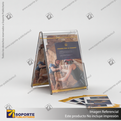 PORTA FOLLETO EN PORTA GRAFICA ACRILICO A5 (14.8*21 CMS) FORMATO A VERTICAL 1.5 MM