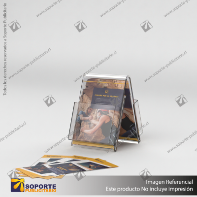 PORTA FOLLETO EN PORTA GRAFICA ACRILICO A6 (10.5*14.8 CMS) FORMATO A VERTICAL 1.5 MM