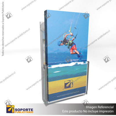 PORTA FOLLETO EN PORTA GRAFICA ACRILICO A6 (10.5*14.8 CMS) FORMATO MURO VERTICAL 1.5 MM