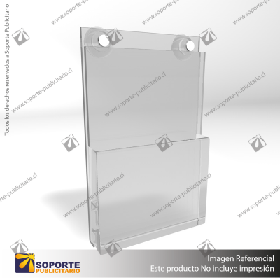 PORTA FOLLETO EN PORTA GRAFICA ACRILICO A6 (10.5*14.8 CMS) FORMATO MURO VERTICAL 1.5 MM