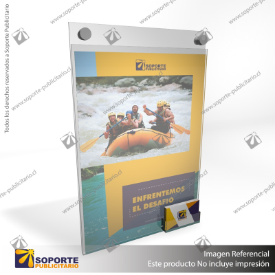 PORTA GRAFICA ACRILICO CON TARJETERO A3 (29.7*42 CMS) MURO VERTICAL 2 MM + SET EMBELLECEDOR