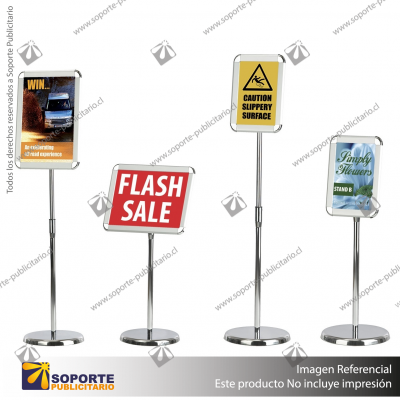 PORTA GRAFICA MARCO CLIP ALUMINIO CON PEDESTAL AJUSTABLE FORMATO A3 (29.7*42 CMS) (C10)