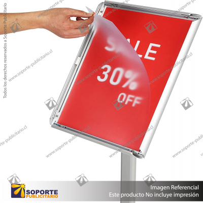 PORTA GRAFICA MARCO CLIP ALUMINIO CON PEDESTAL AJUSTABLE FORMATO A3 (29.7*42 CMS) (C10)