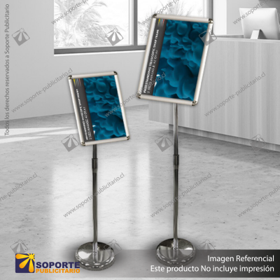PORTA GRAFICA MARCO CLIP ALUMINIO CON PEDESTAL AJUSTABLE FORMATO A3 (29.7*42 CMS) (C10)