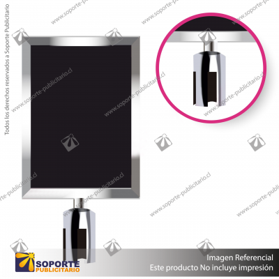 PORTA GRAFICA VERTICAL CROMADA PARA SEPARADOR CON CINTA RETRACTIL