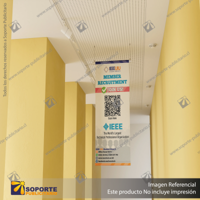 PORTA PENDON CORTINA ROLLER SOPORTE TECHO 85*200 CMS (C10)