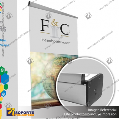 PORTA PENDON ROLLER EURO BASE COLOR ALUMINIO 80*200 CMS (C12)