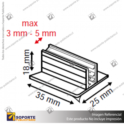 PORTA STOPPER CON ADHESIVO 35*18*25 MM ESPESOR GRAFICA 3-5 MM