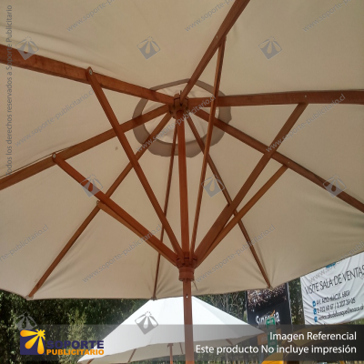 QUITASOL SOMBRILLA DE MADERA DE 3 MTS LONA COLOR CAFÉ