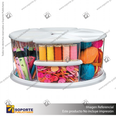 ROTATING CAROUSEL ORGANIZER 9 CONTAINER, 6X3" HEIGHT + 3X6" HEIGHT