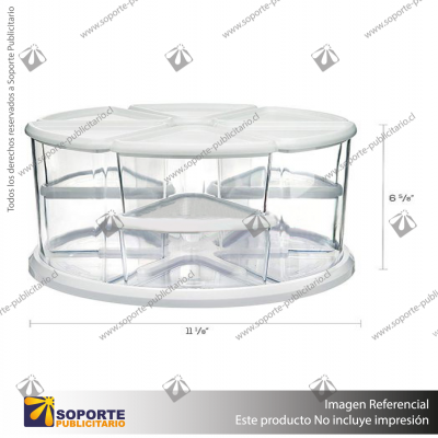 ROTATING CAROUSEL ORGANIZER 9 CONTAINER, 6X3" HEIGHT + 3X6" HEIGHT