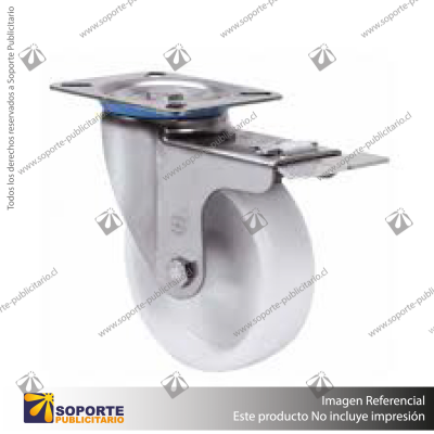 RUEDA DE FRENO BLANCA DE ACERO INOXIDABLE - 400 KG