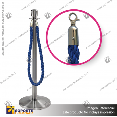 SEPARADOR DE FILAS CORONA CROMADA CON CORDóN AZUL